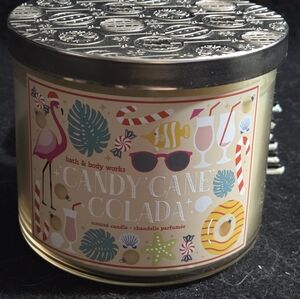 Bath & Body Works Candy Cane Colada Candle - Cream and Multicolor